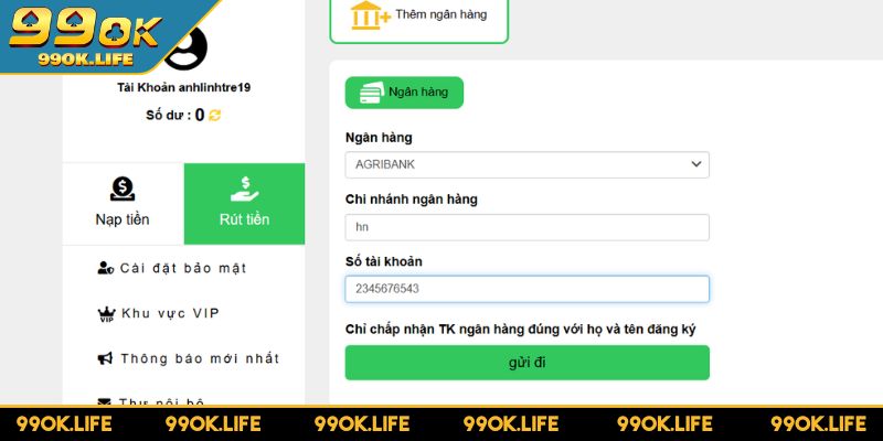 Điều kiện khi rút tiền 99OK người chơi cần nắm rõ