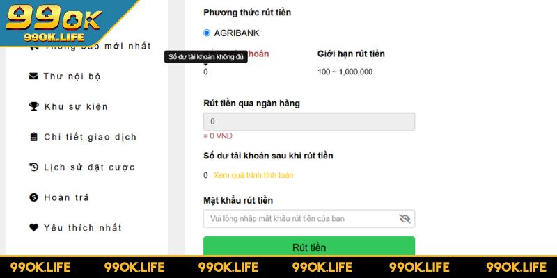 Lưu ý quan trọng khi rút tiền 99OK người chơi cần ghi nhớ